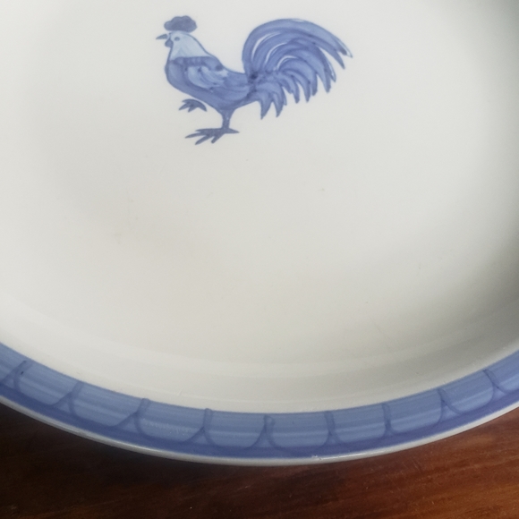 Folkcraft stoneware morning farm Tienshan rooster plates. - Picture 9 of 11